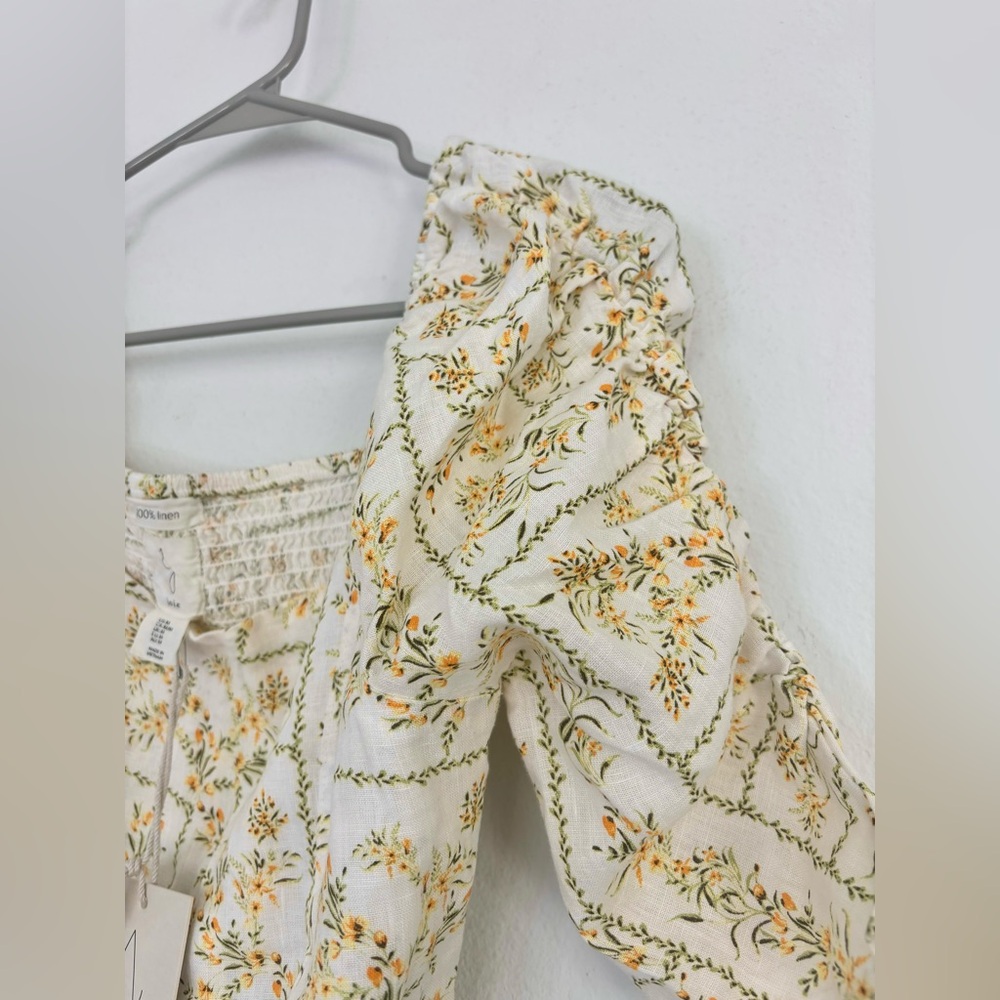 Joie NWT 100% linen floral print blouse Sz Medium - Picture 6 of 8